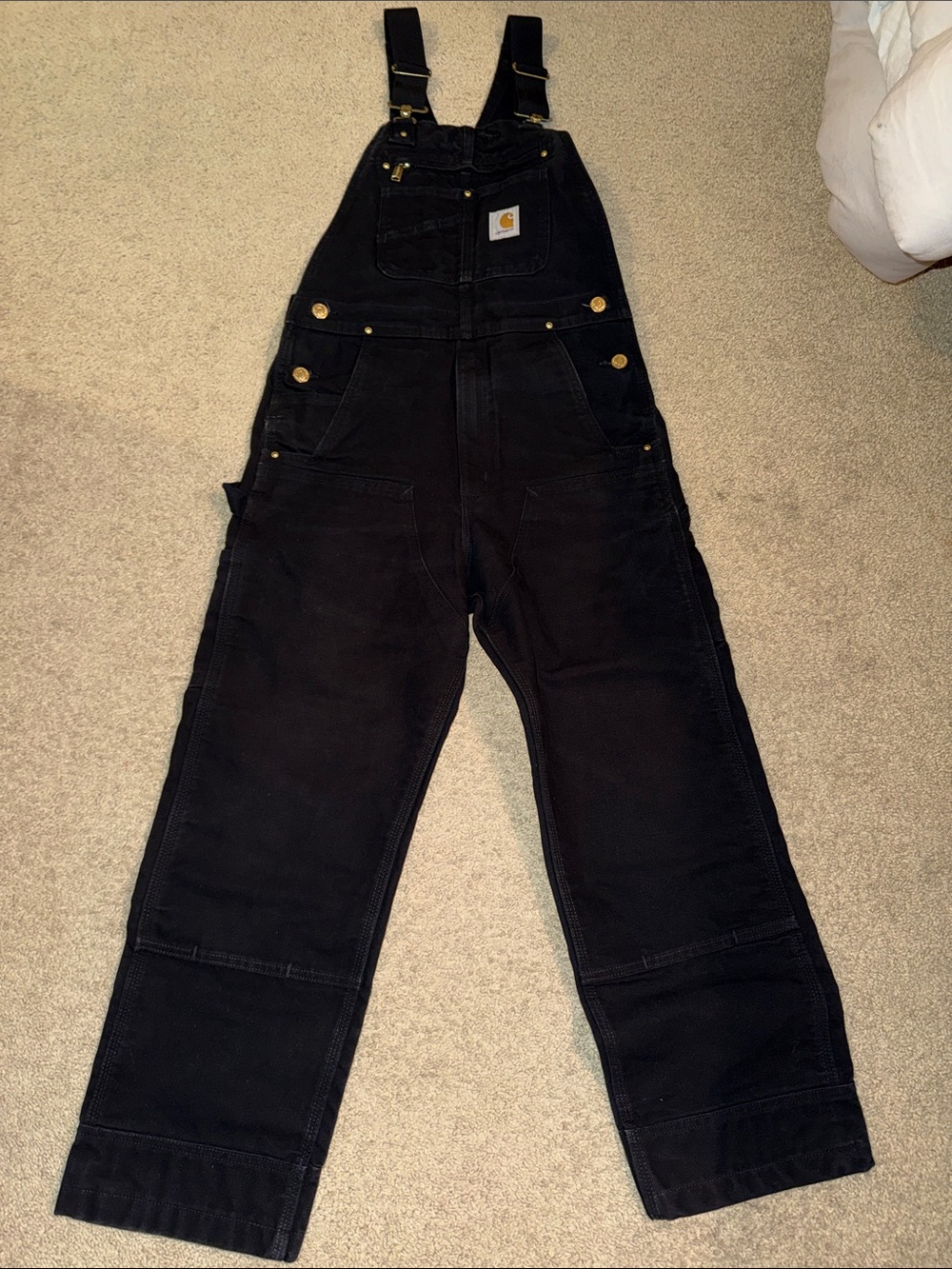 Carhartt Black Workwear Duck Overalls with Brass Hardware